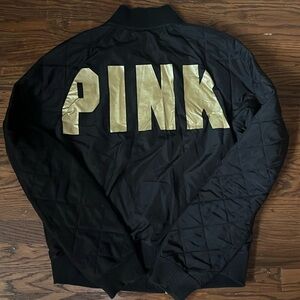 PINK brand Black and Gold bomber style jacket size (Small).